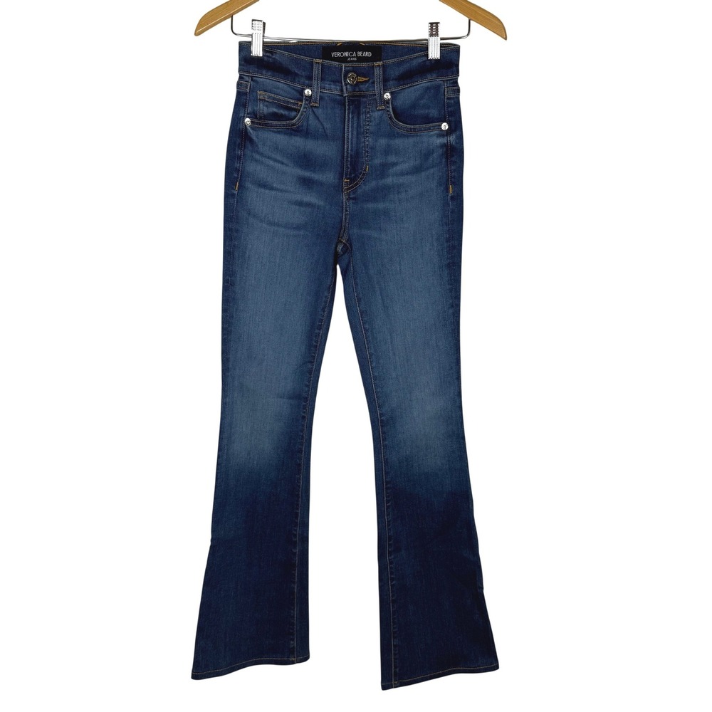 Veronica Beard Beverly High Rise Skinny Flare Jeans Bright Blue 24 EUC Boho Chic